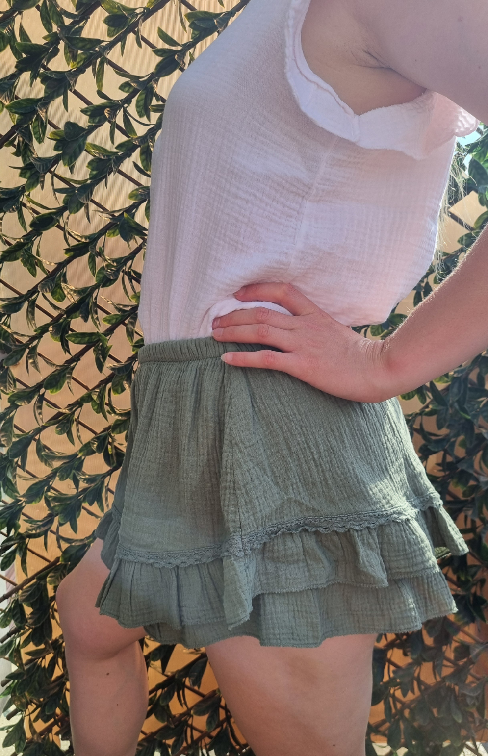 Jupe short louise kaki