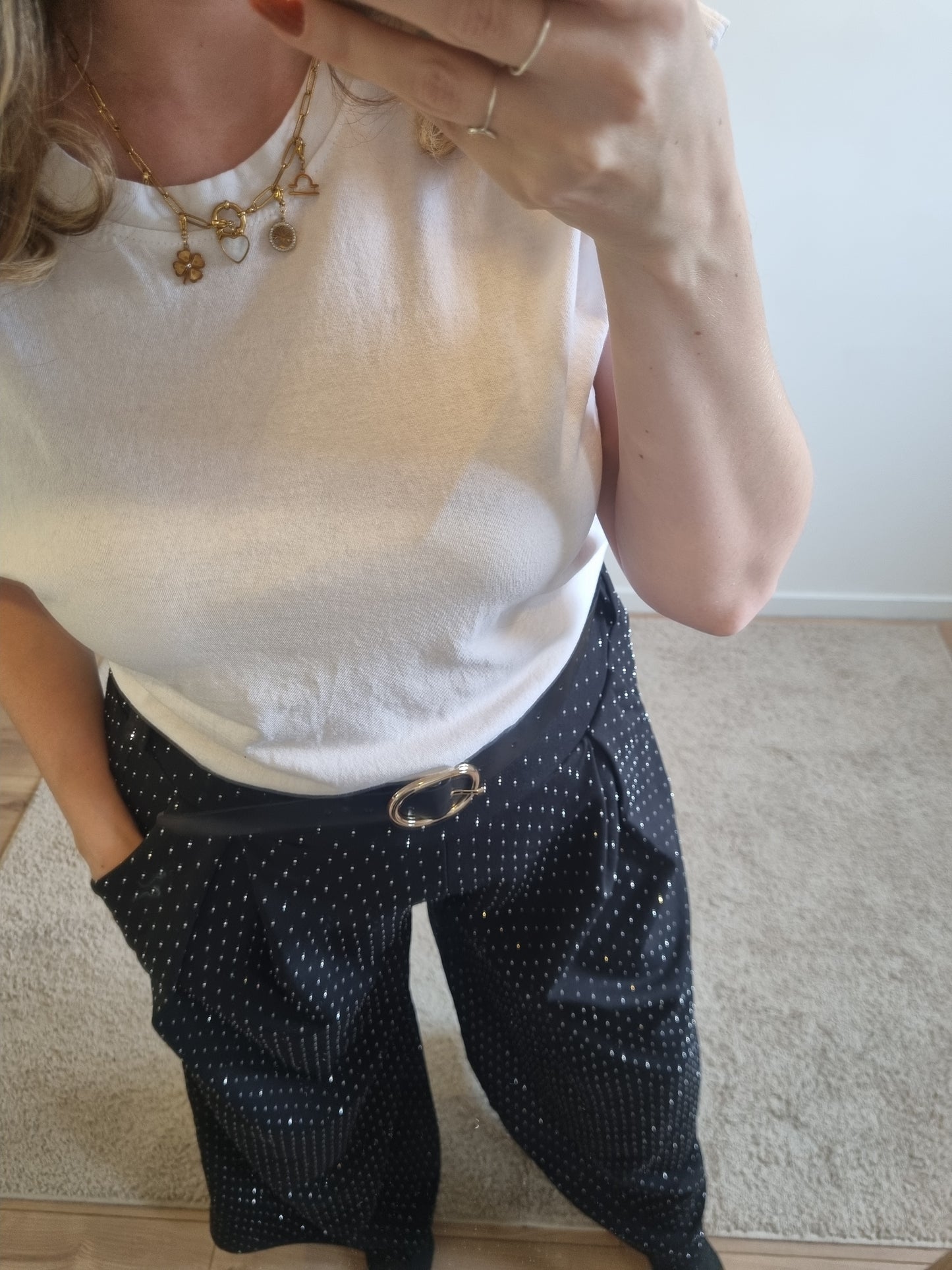 Pantalon Agnès noir à paillettes