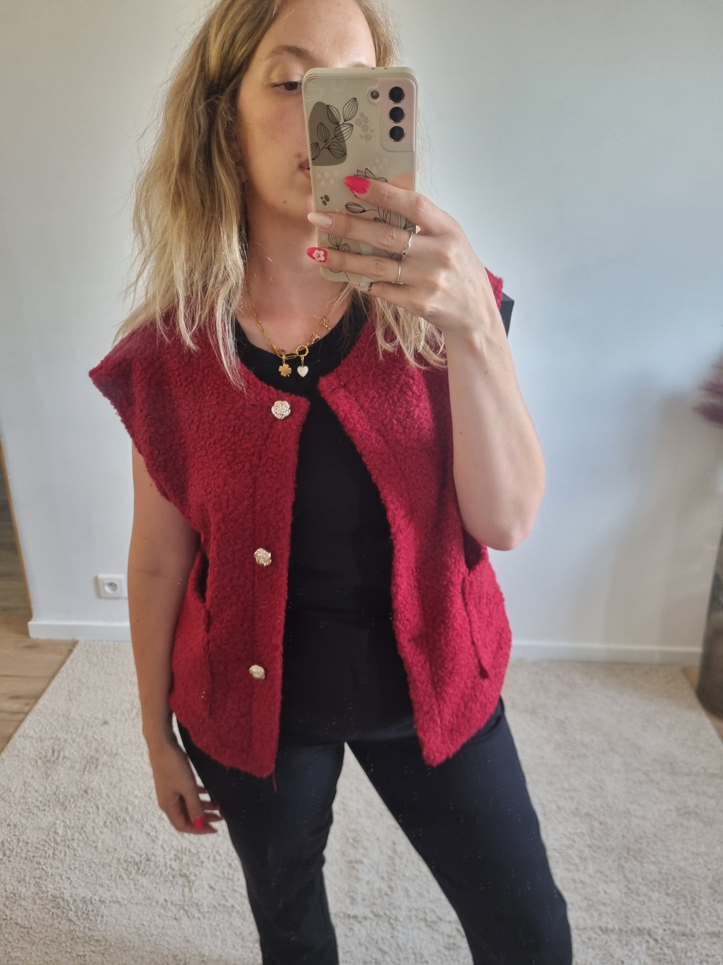 Gilet sans manche Estelle bordeaux