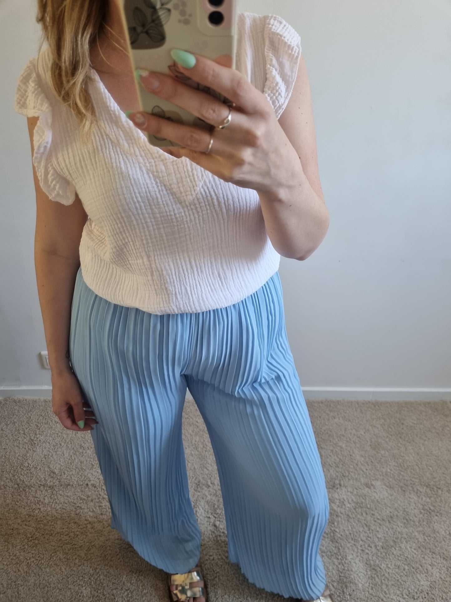 Pantalon plissé bleu ciel