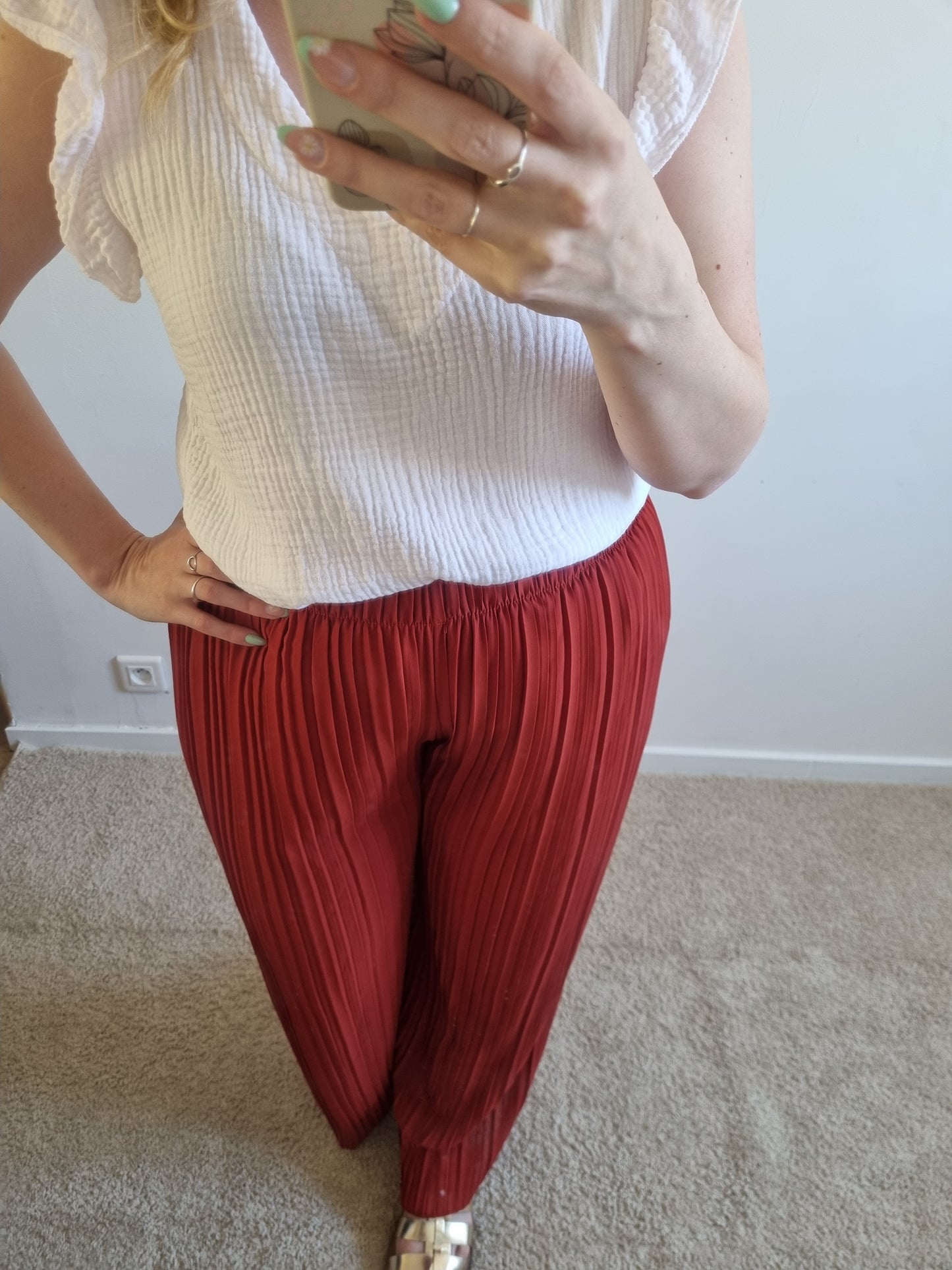 Pantalon plissé terracotta