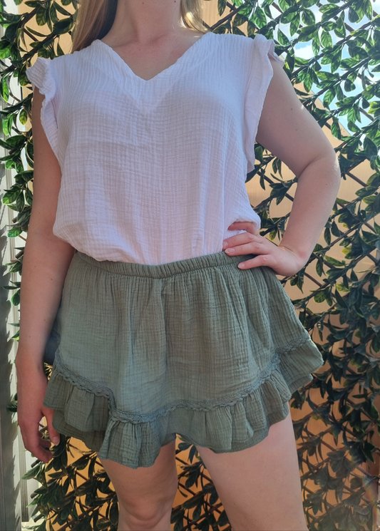 Jupe short louise kaki