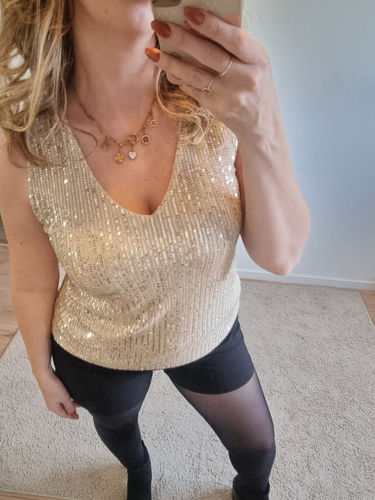 Top à paillettes Or