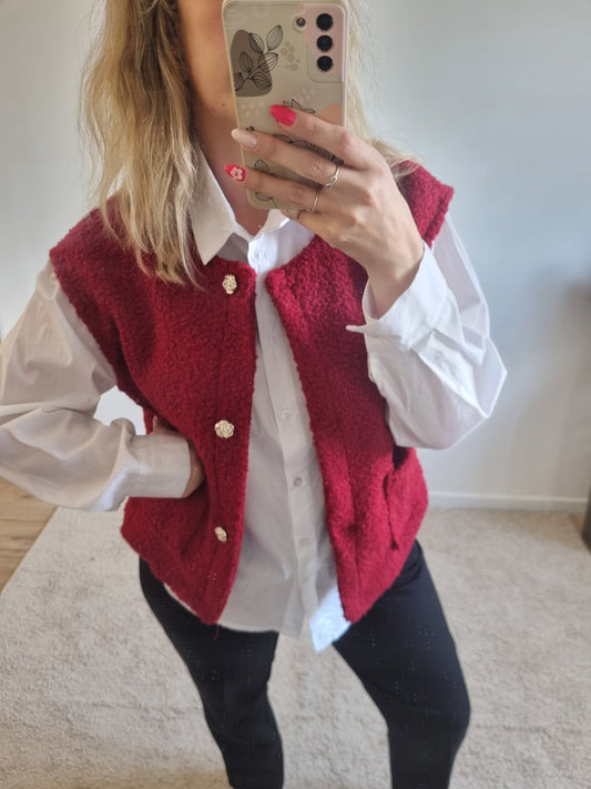 Gilet sans manche Estelle bordeaux