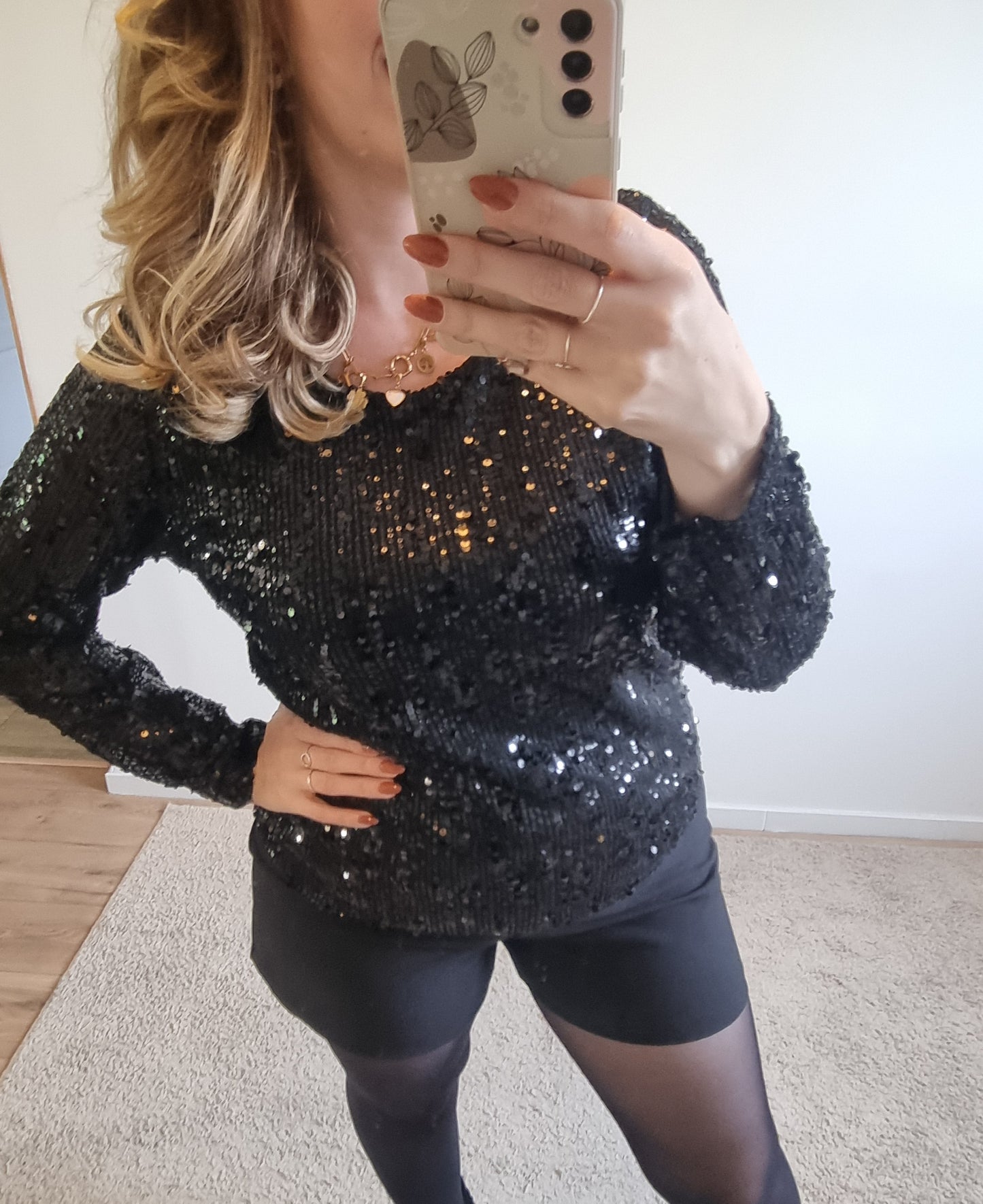 Blouse à paillettes Noire